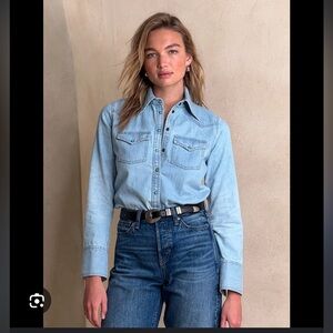 Banana republic western denim shirt with turquoise snaps